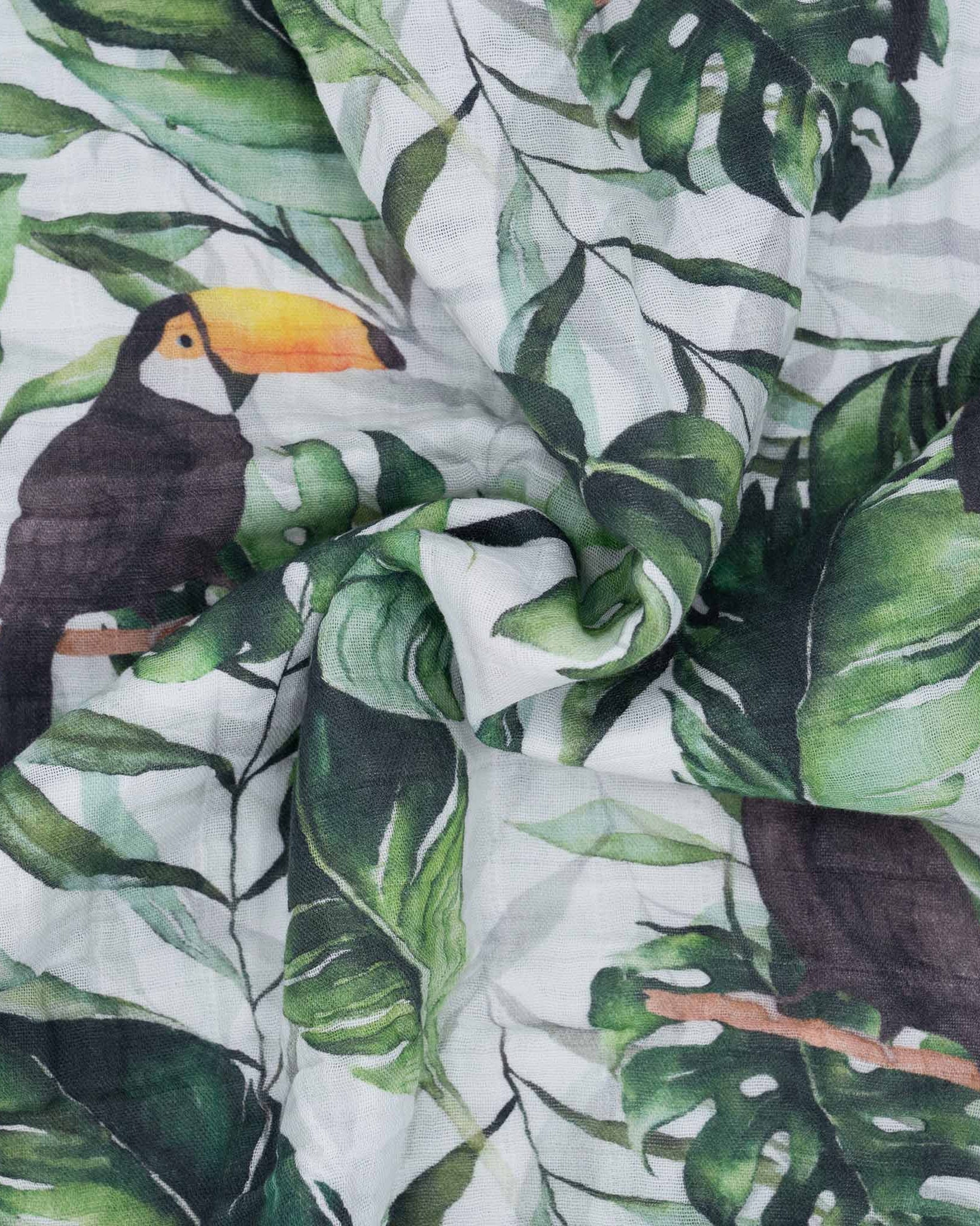 Musselin-Stoff Mulltuch Tukan