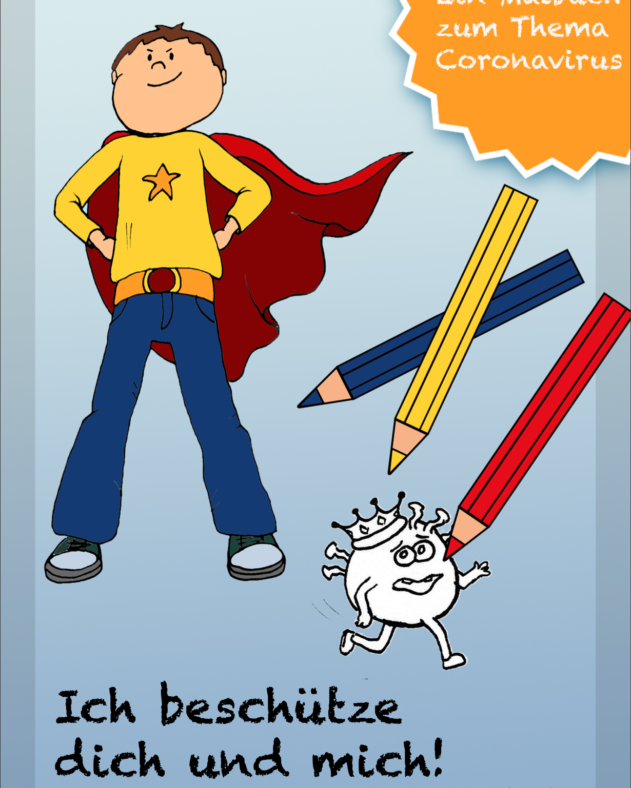 Cover of a coloring book for children on the topic corona virus