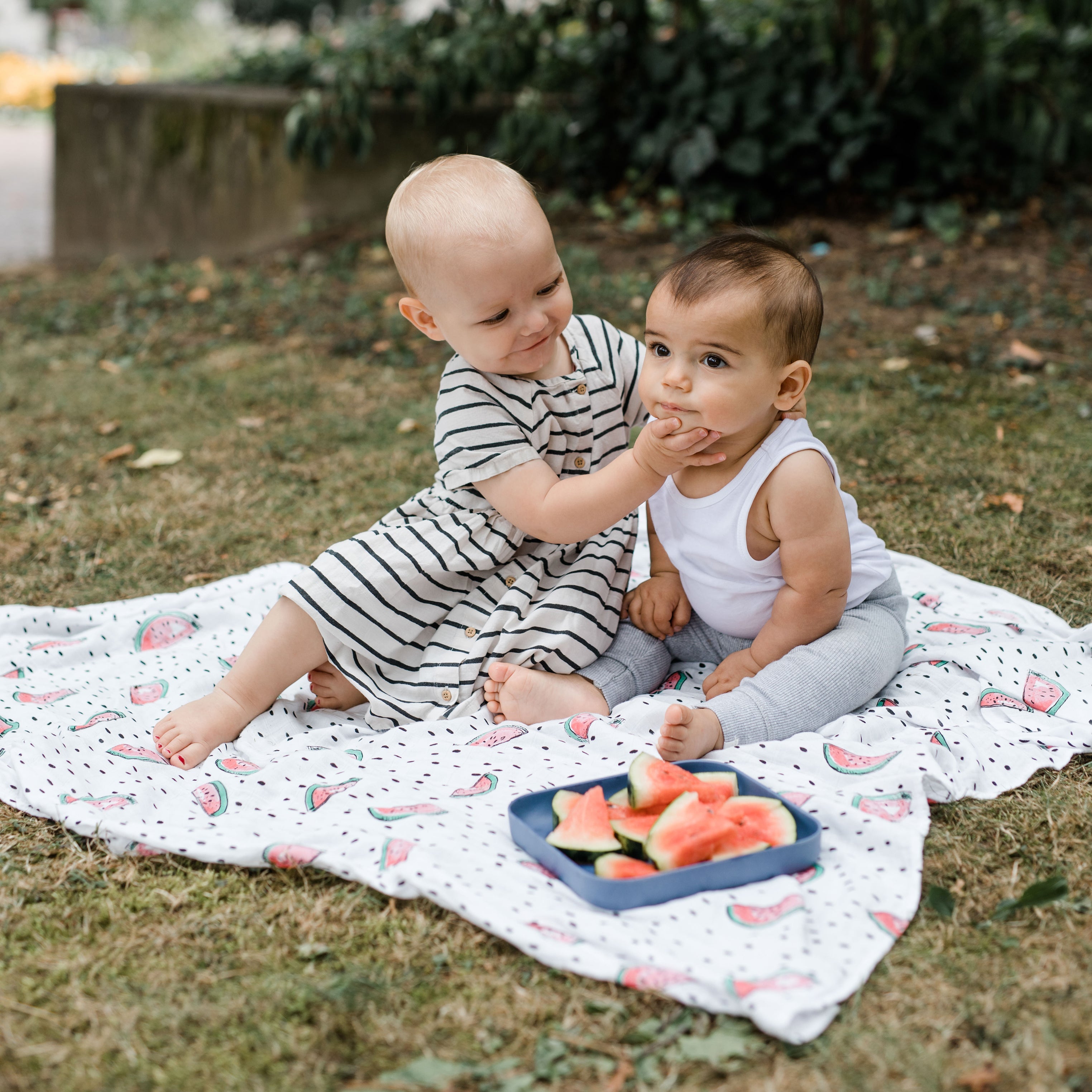 Mulltuch Melonenmuster als Picknickdecke