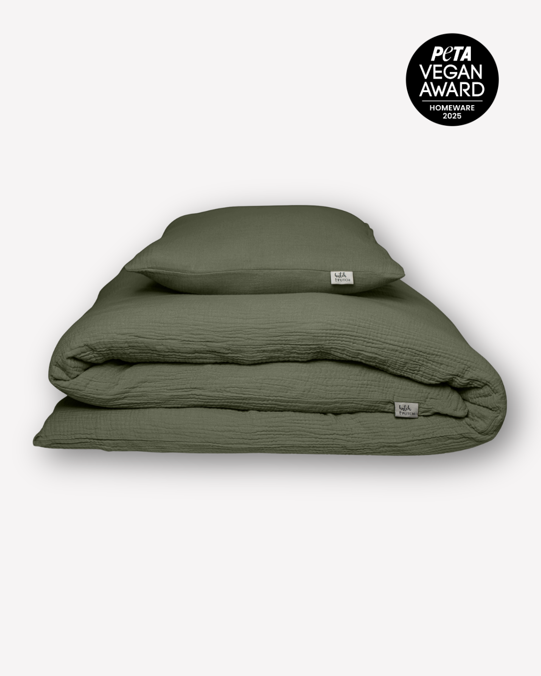 Musselin-Bettwäsche "Eliane" • Olive Green - hutch&putch GmbH
