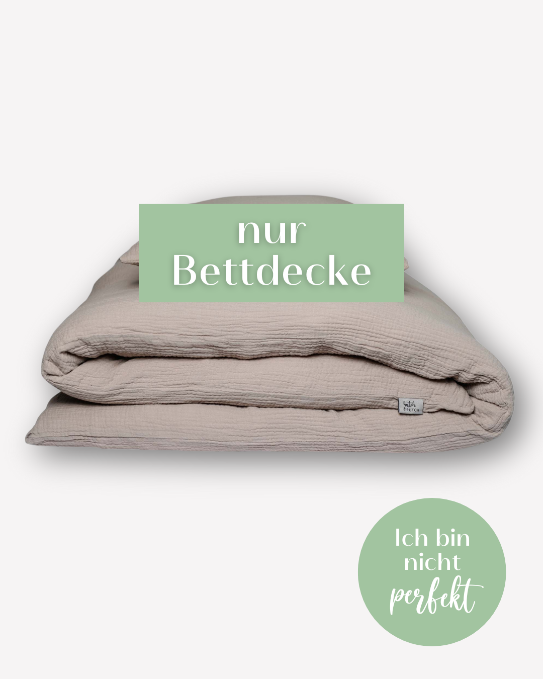 Musselin-Bettdecke • Stein • 135x200 cm • Liebe auf den 2. Blick • ohne Kissen! - hutch&putch GmbH