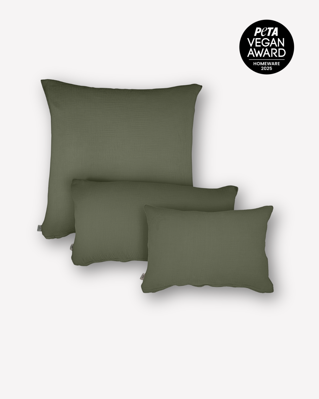 Musselin-Kopfkissen "Eliane" • Olive Green - hutch&putch GmbH