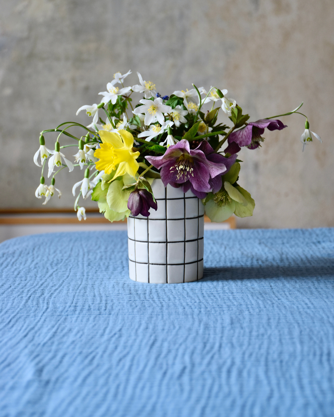 Musselin-Tischdecke "Angelina" • Dusty Blue - hutch&putch GmbH