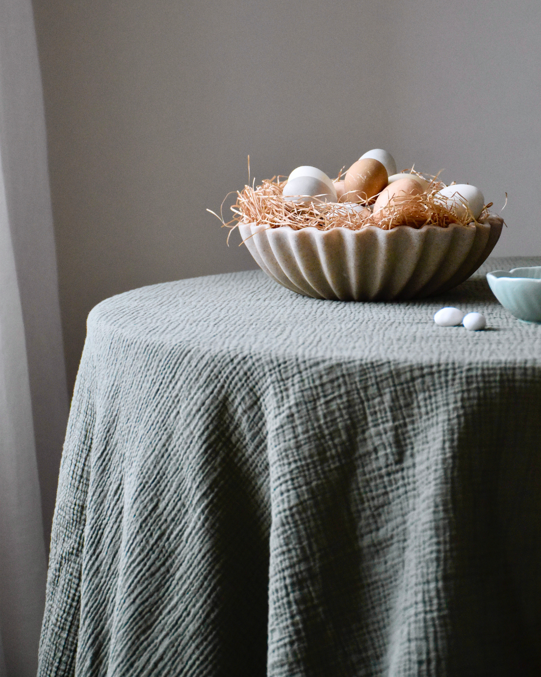 Musselin-Tischdecke "Angelina" • Olive Green - hutch&putch GmbH