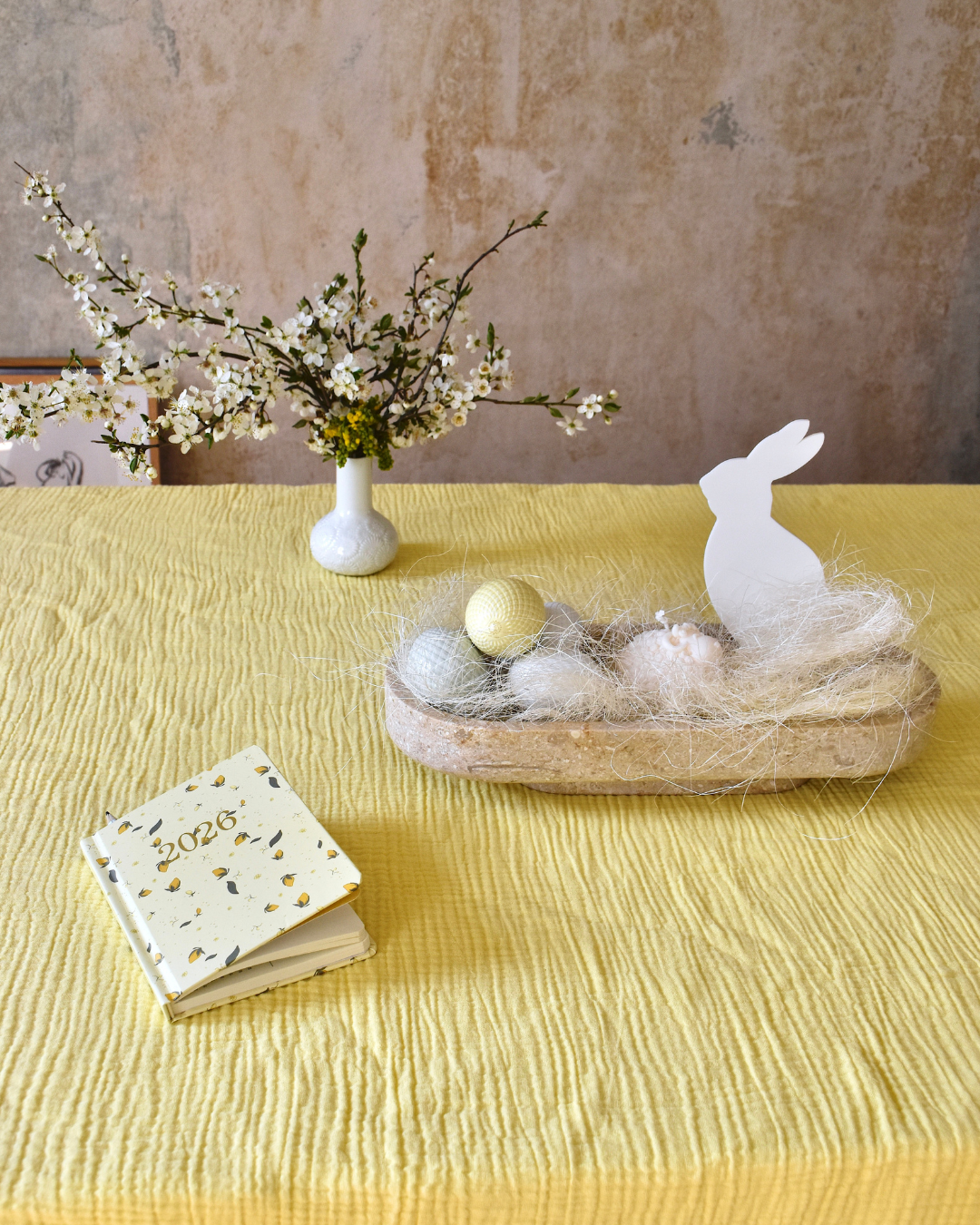 Musselin-Tischdecke "Angelina" • Soft Yellow - hutch&putch GmbH