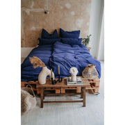 Musselin-Bettwäsche Farbe Indigo Moodbild Bett und Deko