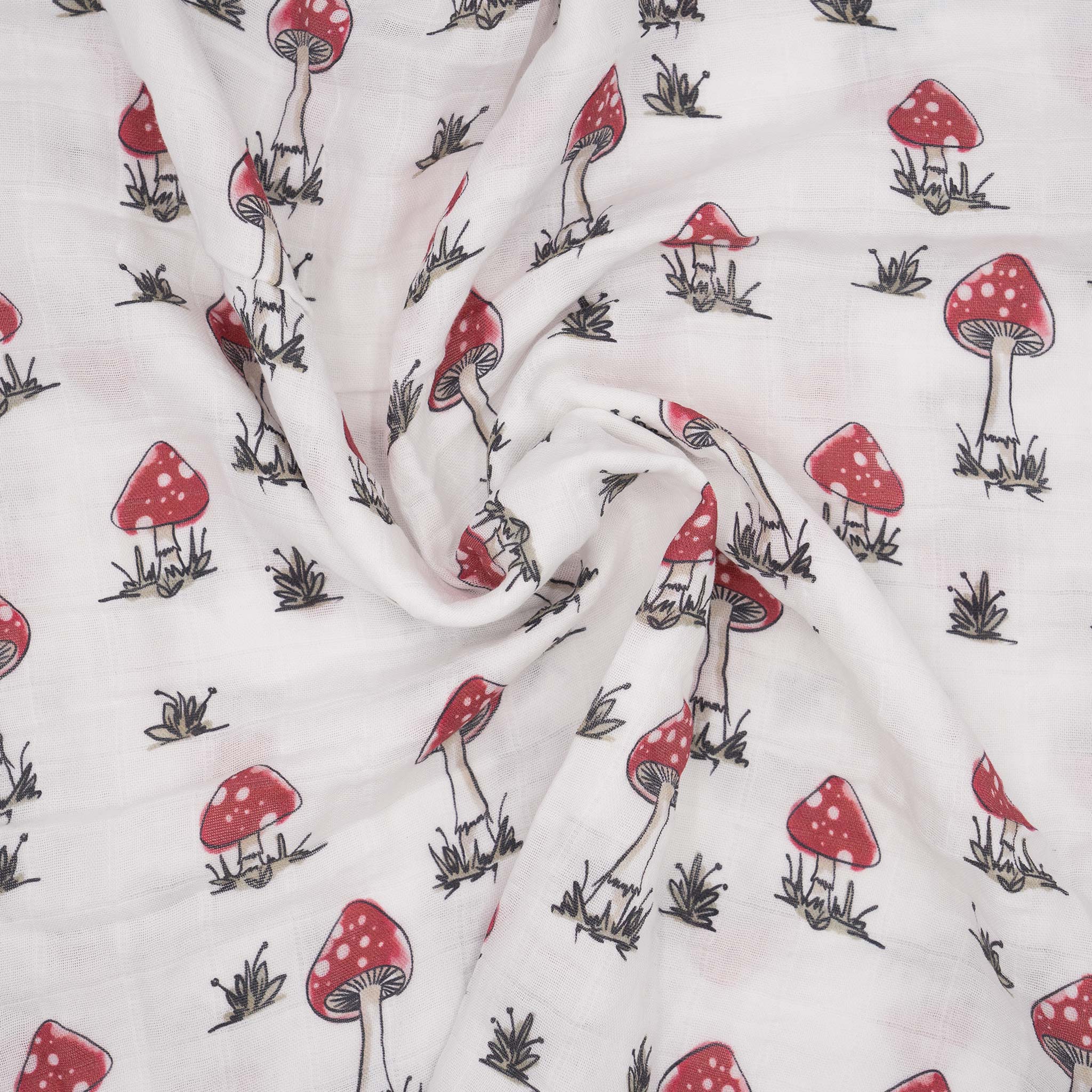Musselin Mulltuch Bio Baumwolle 120cm x 120cm Fliegenpilz Stoff