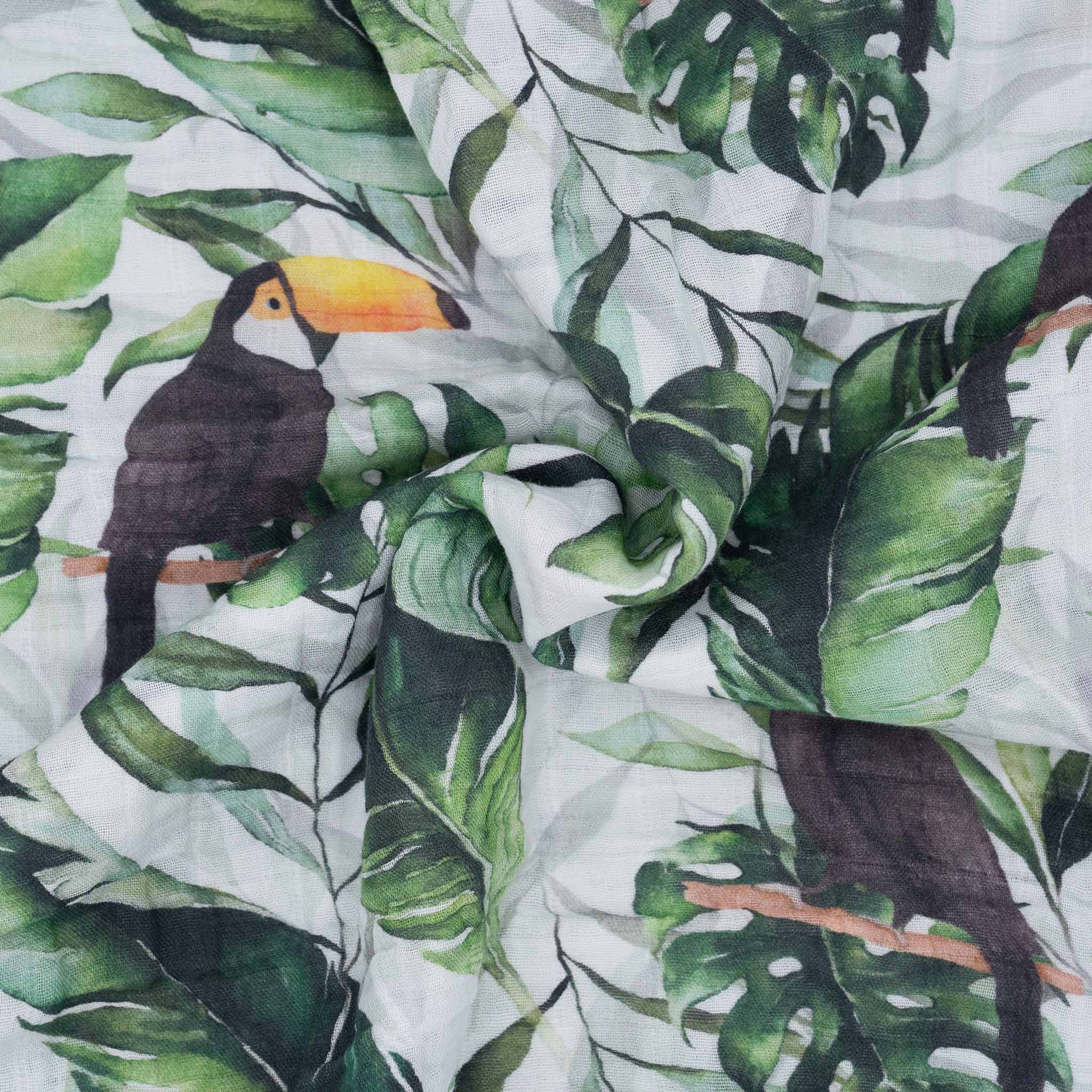 Musselin-Stoff Mulltuch Tukan